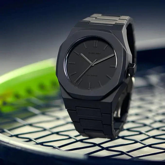 plastic material - Black Dial Men's Watch Quartz Movement - Sleek and Stylish Timepiece with Durability and Elegance for the Modern Gentleman, Shadow Black