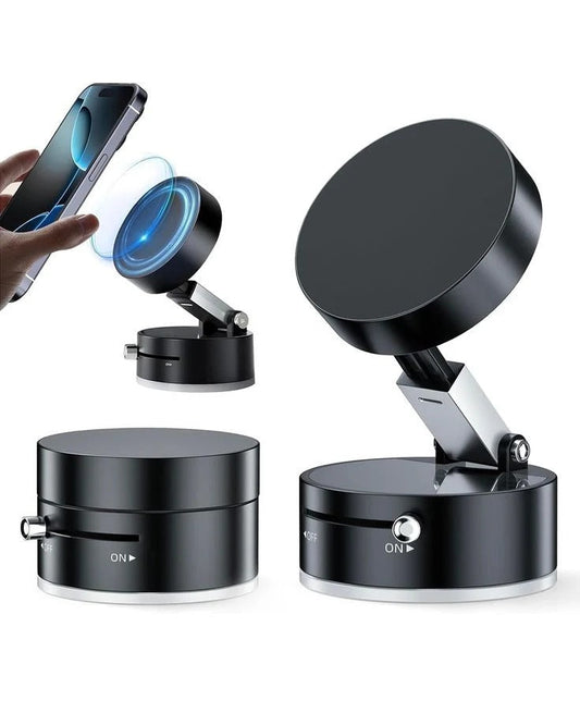 Magnetic 360° Car Phone Holder – Mini Suction Mount with Foldable Stand for All Smartphones